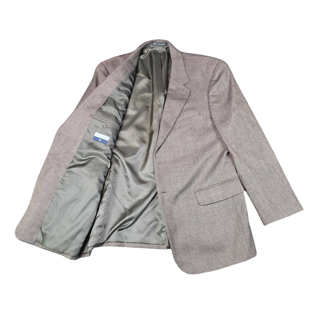 Savile Row Sport Coat Brown Herringbone Mens 44R Wool Blazer Formal Casual Wear